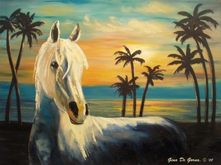horses in paradise, tell me your dreams, sunset original painting, big.jpg